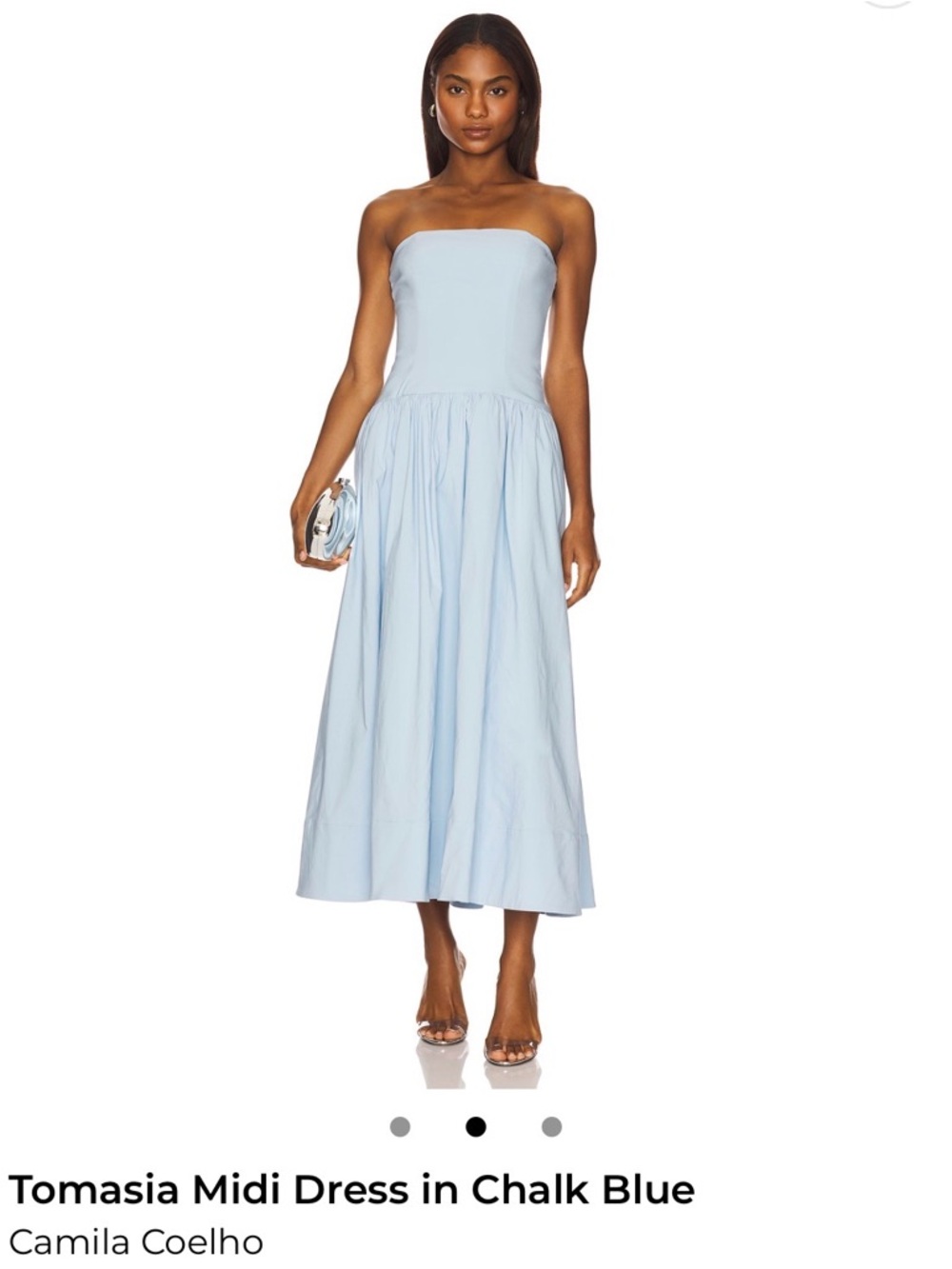 Camila Coelho Chalk Blue Strapless Midi Dress